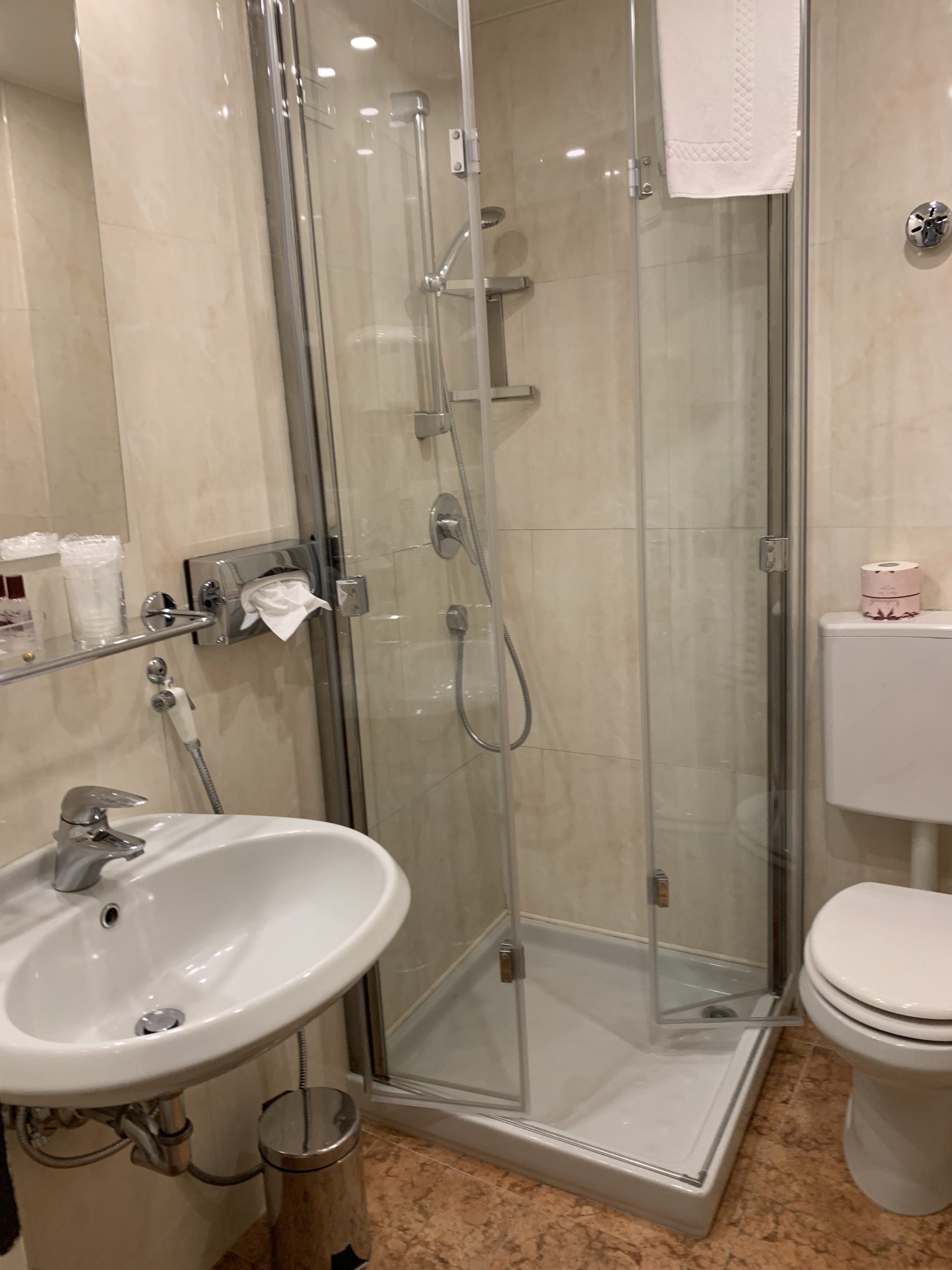 Bathroom in the I Leoncini room at Palazzo Schiavoni, Venice, Italy