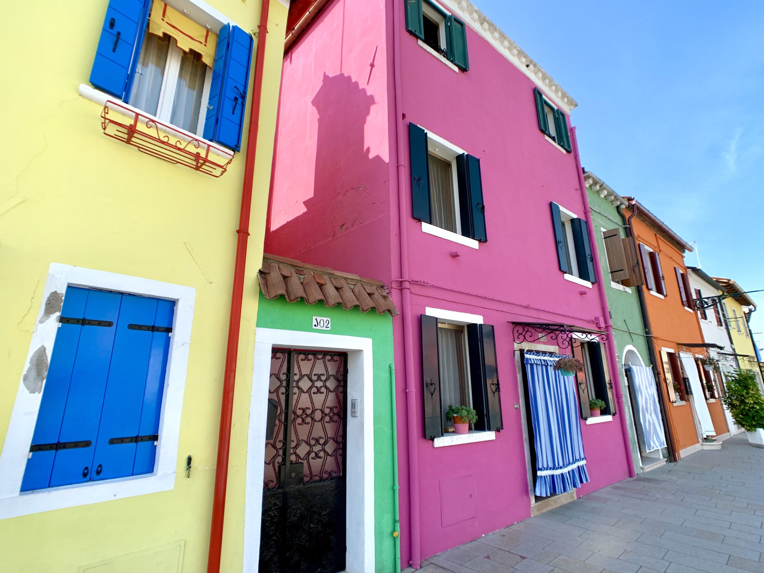 Bright houses on Burano Island, Venice, Italy