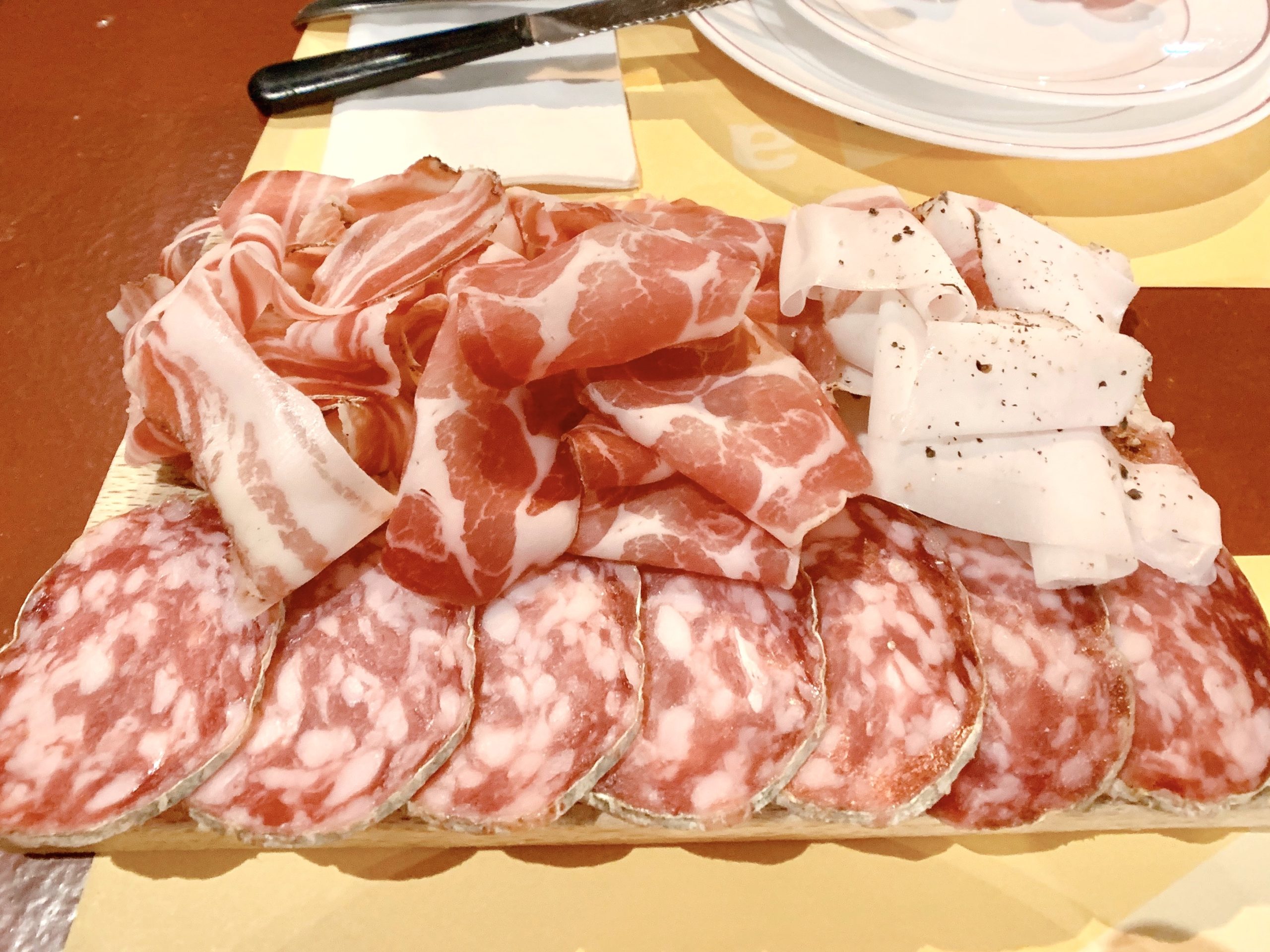 Meat platter, including Lardo, at Grotto Pierino, Lake Lugano, Switzerland