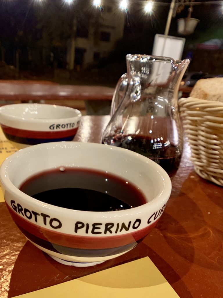 Wine served at Grotto Pierino, Lake Lugano, Switzerland