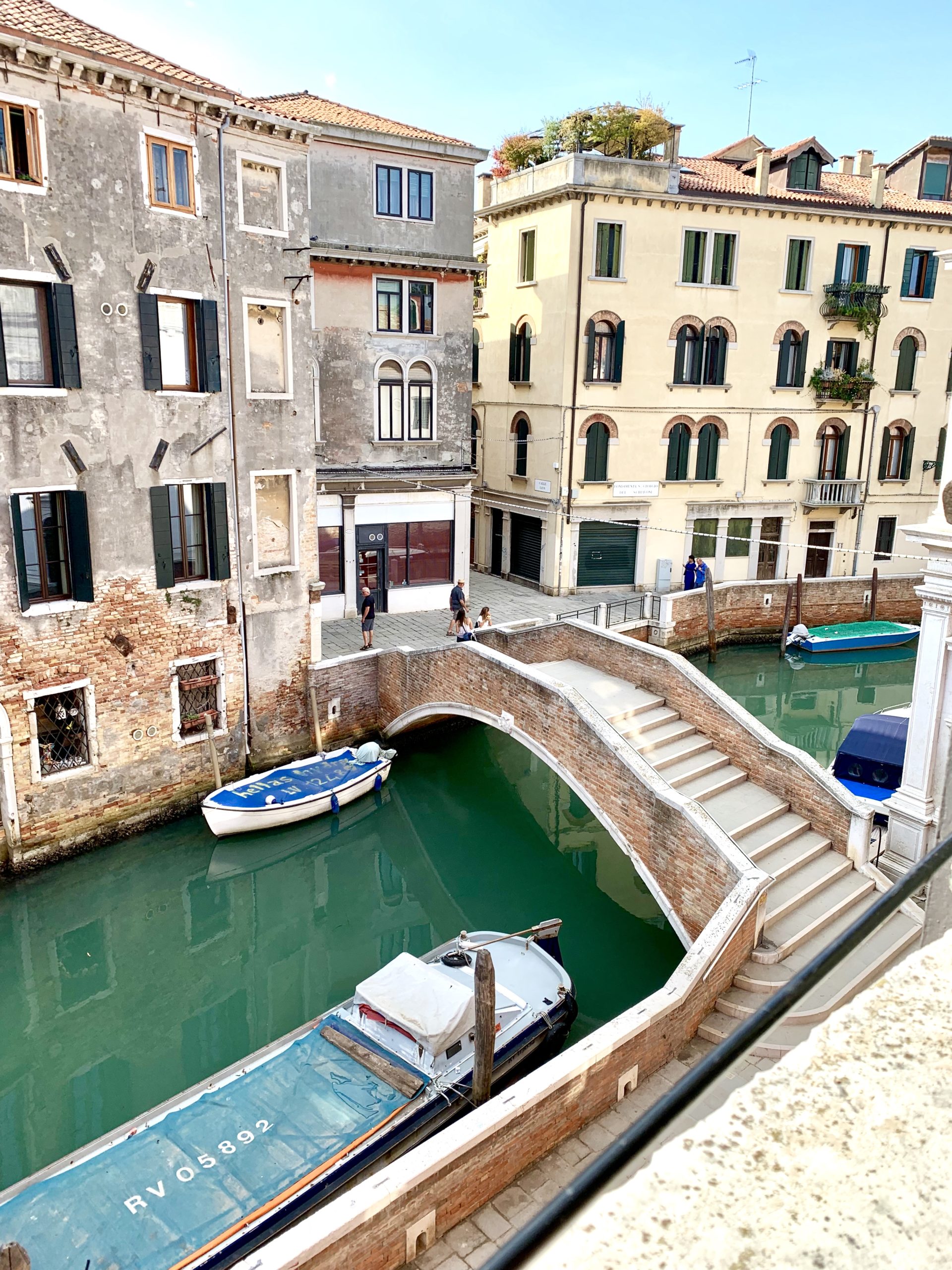 View from the room over the canal at Palazzo Schiavoni, Venice, Italy