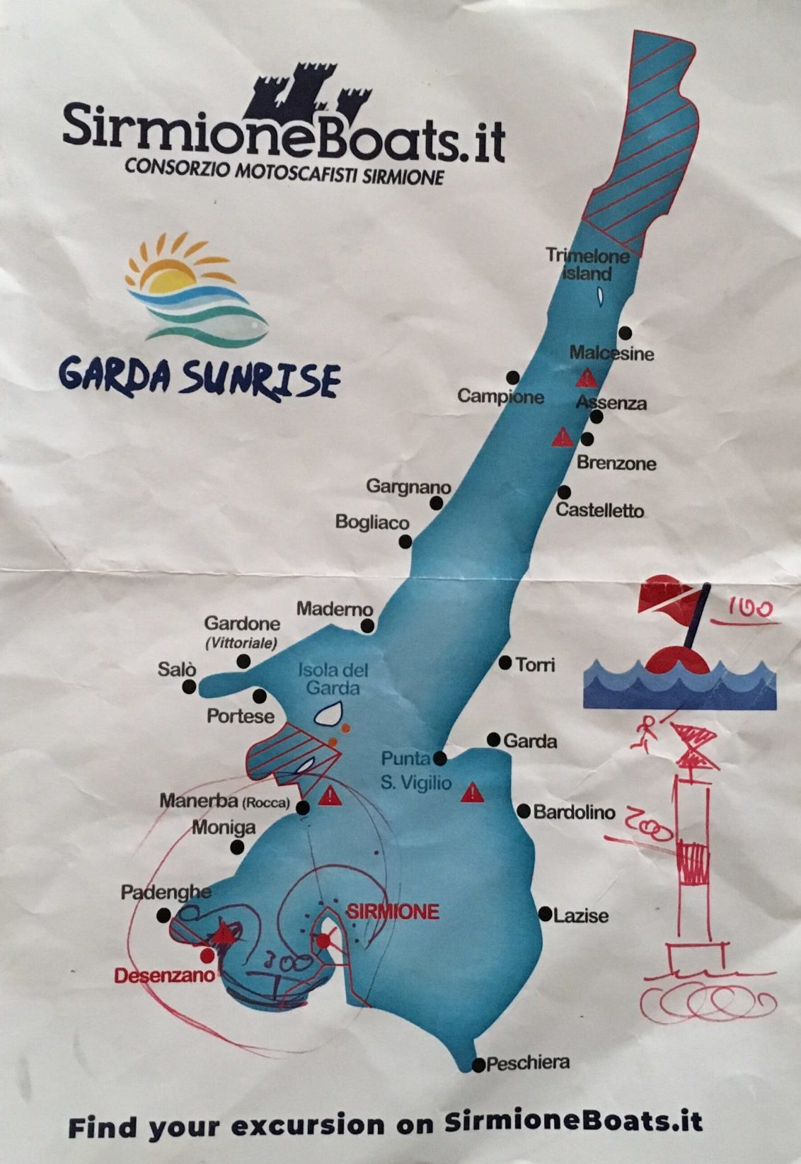 Garda Sunrise Lake Garda Map for Boat Rentals, Sirmione