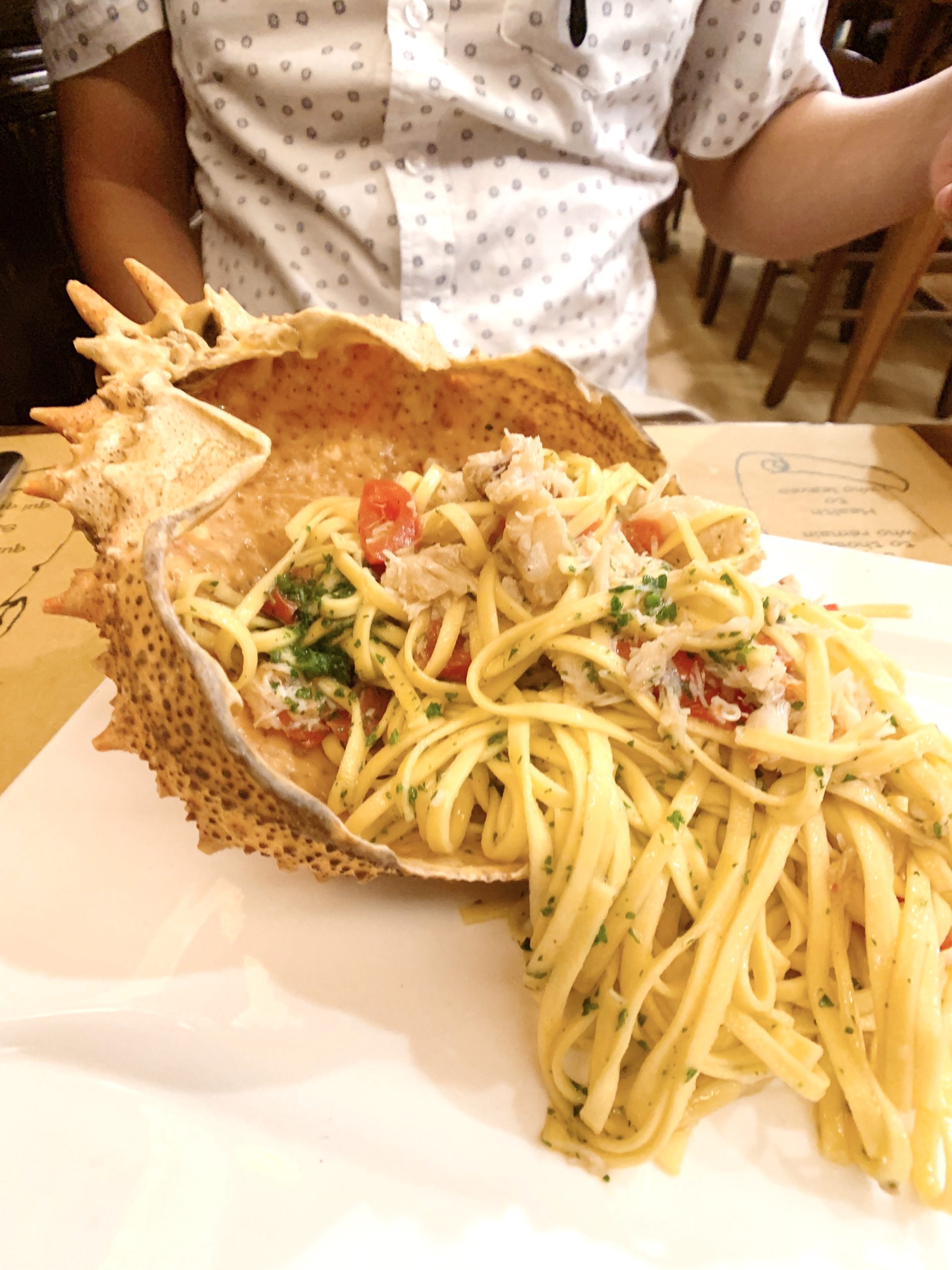 Tagliatelle with Spider Crab at Al Gazzettino, Venice, Italy 