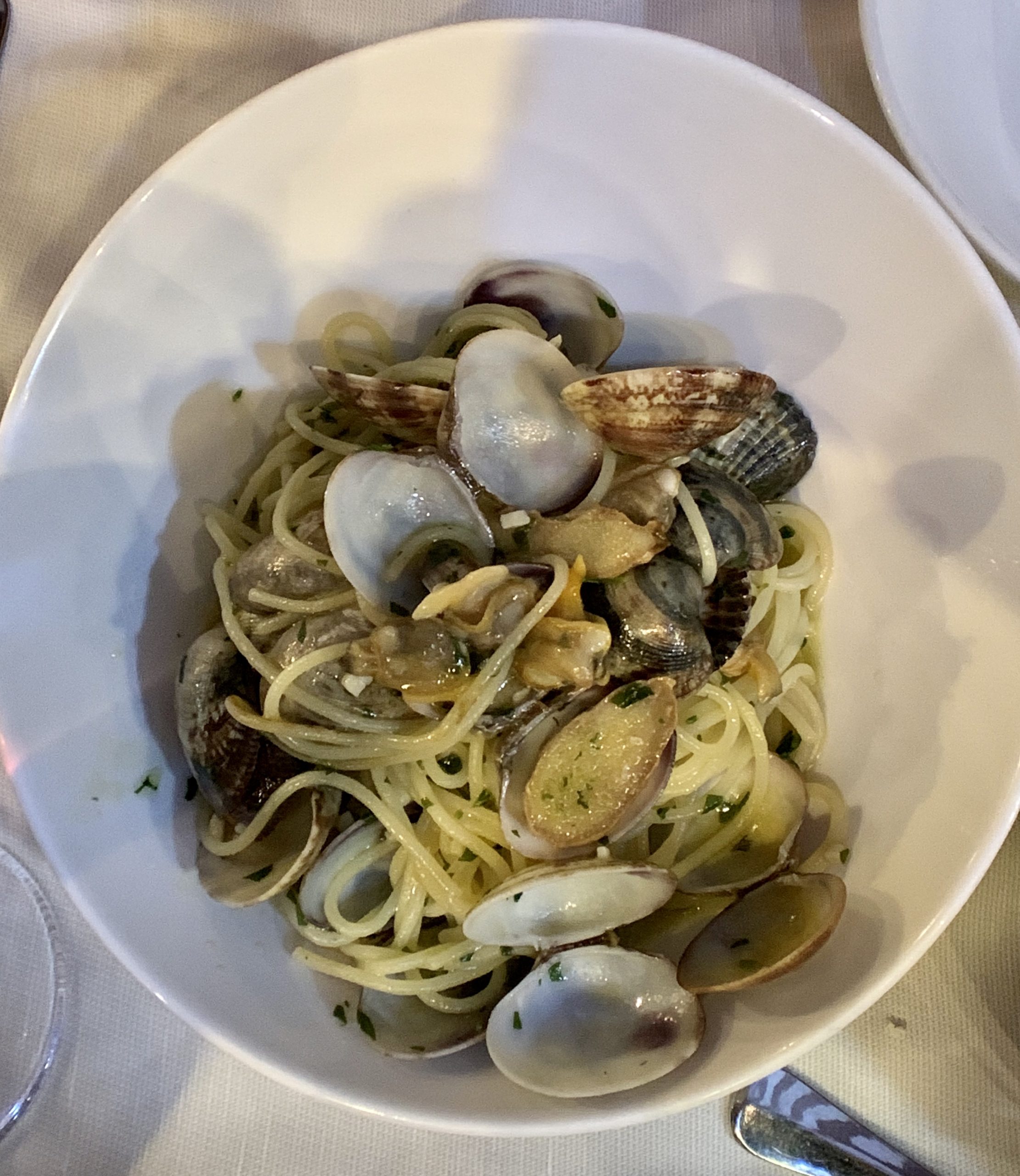 Spaghetti with clams and ginger at Osteria Oliva Nera, Venice