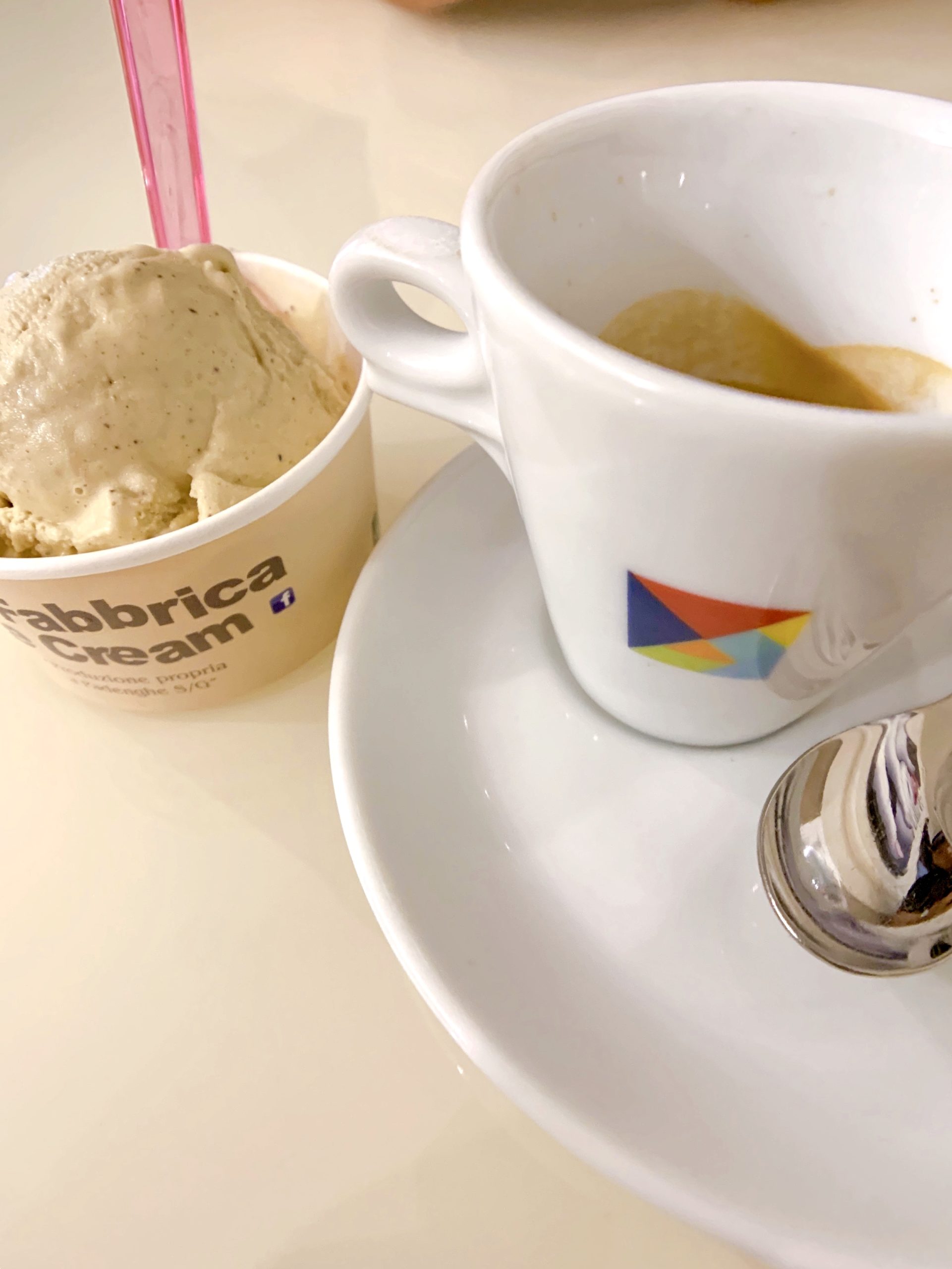 Gelato and Espresso at Caffè La Fabbrica Ice Cream, Padenghe sul Garda, Lake Garda, Brescia, Italy